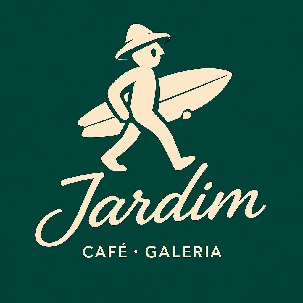 Logo design for Jardim Cafe with surfer figure